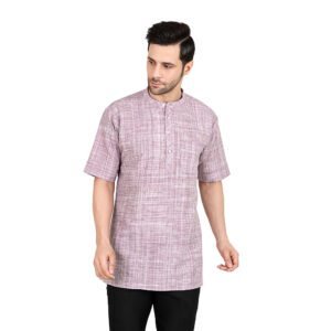 Men’s Khadi Cotton Short Kurta |Dusty levender/purple| Half-Sleeve Traditional & Casual Ethnic Wear